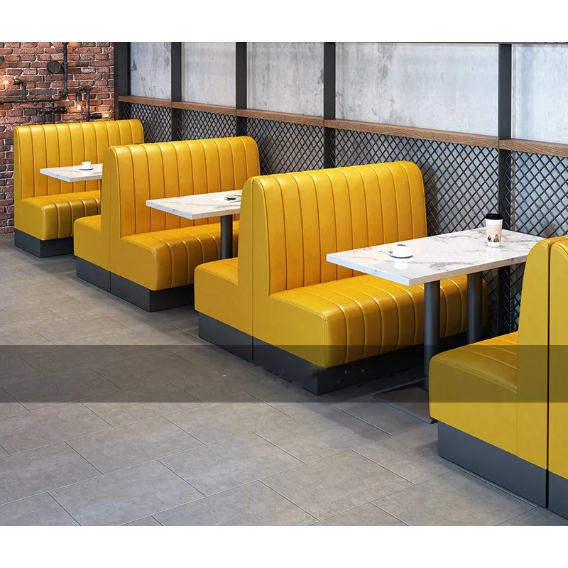 Modern Restaurant Tables And Chairs Booth Seating Sets Furniture Fast Food Bar Wood Booth Seat Sofa Chair