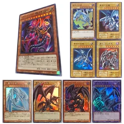 Yu-Gi-Oh DIY refrakcyjny genialny błękitne oczy biały smok czerwone oczy czarny smok tłoczone na gorąco karty kolekcjonerskie prezenty świąteczne