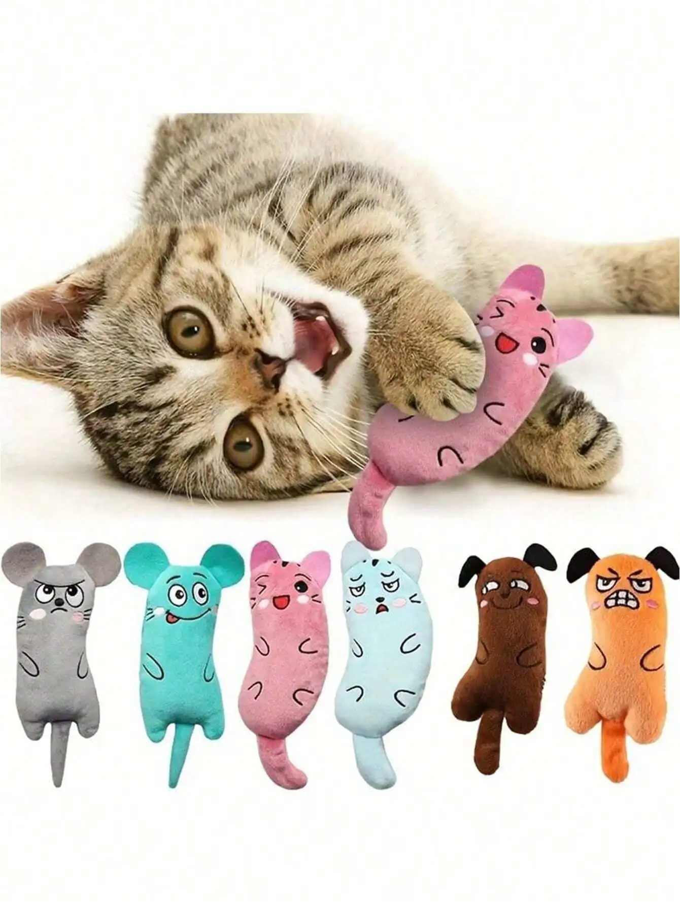 

1pc Random Color Plush Thumb Toy For Cats, Grinding Teeth And Interactive Toy