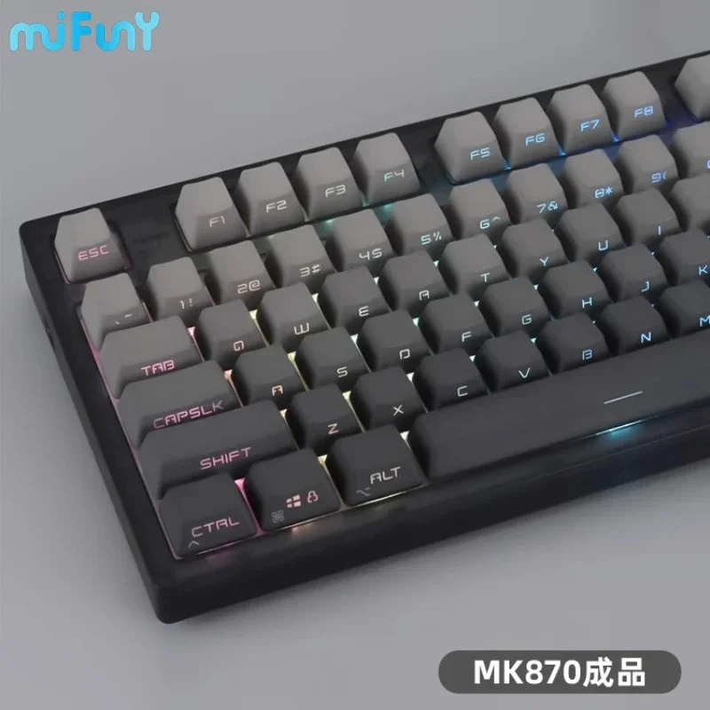 MiFuny MK870 Wireless Mechanical Keyboard Bluetooth Side Carved Gradient Customized Tri Mode RGB 87 Key Mute Game Office Teclado