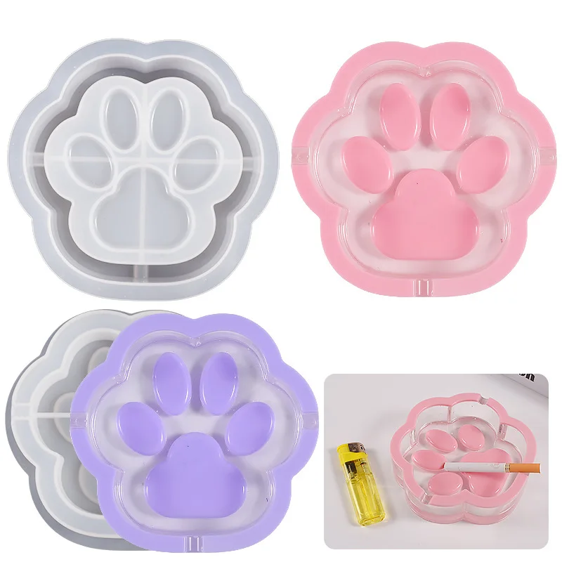 1PC Transparent Soft Silicone Cat Paw Claw Ashtray Mold DIY Crystal Epoxy Making Mould Table Home Decorations