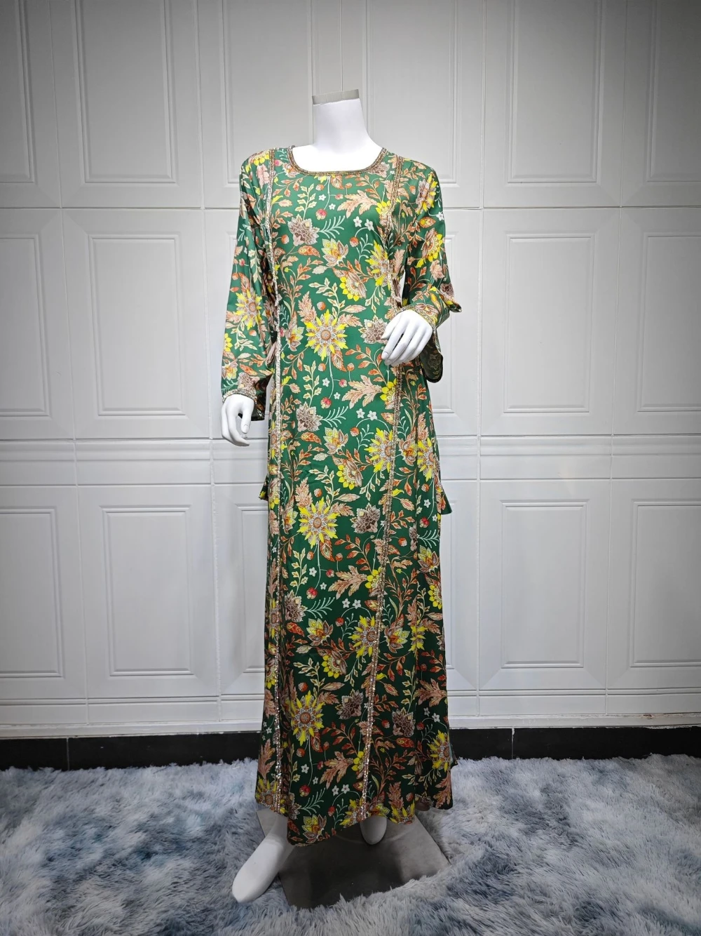 Abaya impression modeste une ligne Robe de soirée caftan célébrité délicate danse Robe de soirée classique manches longues dubaï cristaux Robe