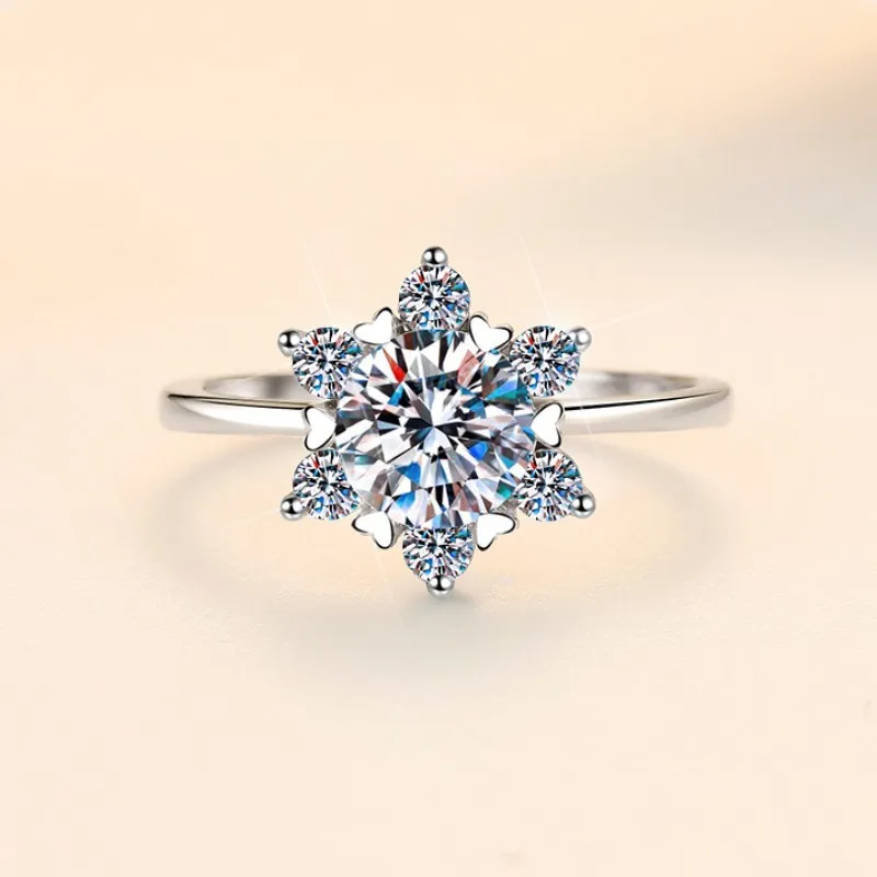 

Lumira Platinum PT950 Women's Classic Rings Plain Straight-Arm Snowflake D-Color 1 Carat Moissanite Ring Holiday Gifts