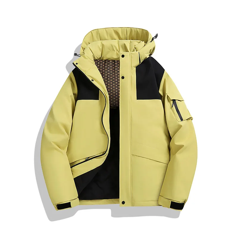 

Autumn and Winter Outdoor Jackets and Cotton Coats, Multi-Color Contrasting Patchwork Hooded Jackets, Windproof, Waterproof, Warm and Cold-Resistant, Multi-Pocket Workwear Style, Unisex, Suitable for Hiking and Commuting, Fashionable and Versatile Cotton 