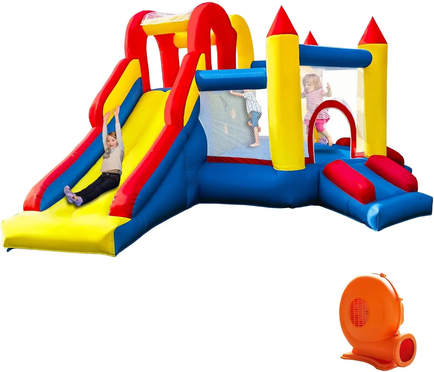 Kids 3-8 yr, Bouncy House Accommodate 4-6 Kids, Fun and Safe Indoor/Outdoor Play