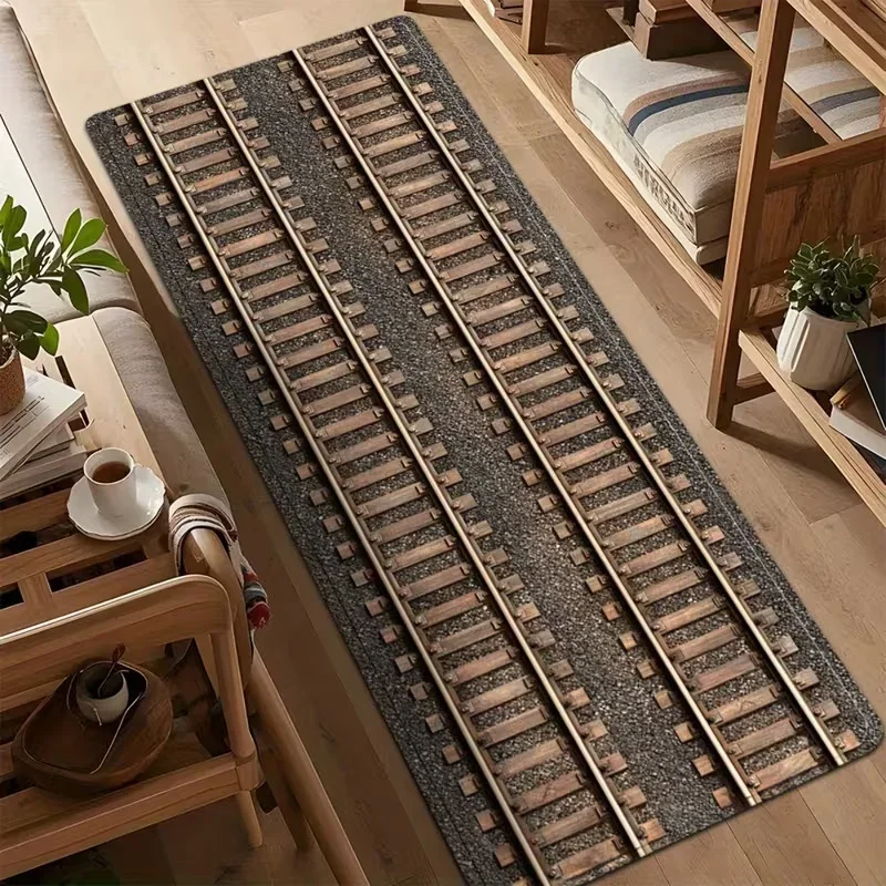 3D Train Track Carpet Corridor Porch Anti Slip Sound Insulation Pad Children's Climbing Pad Home Decoration