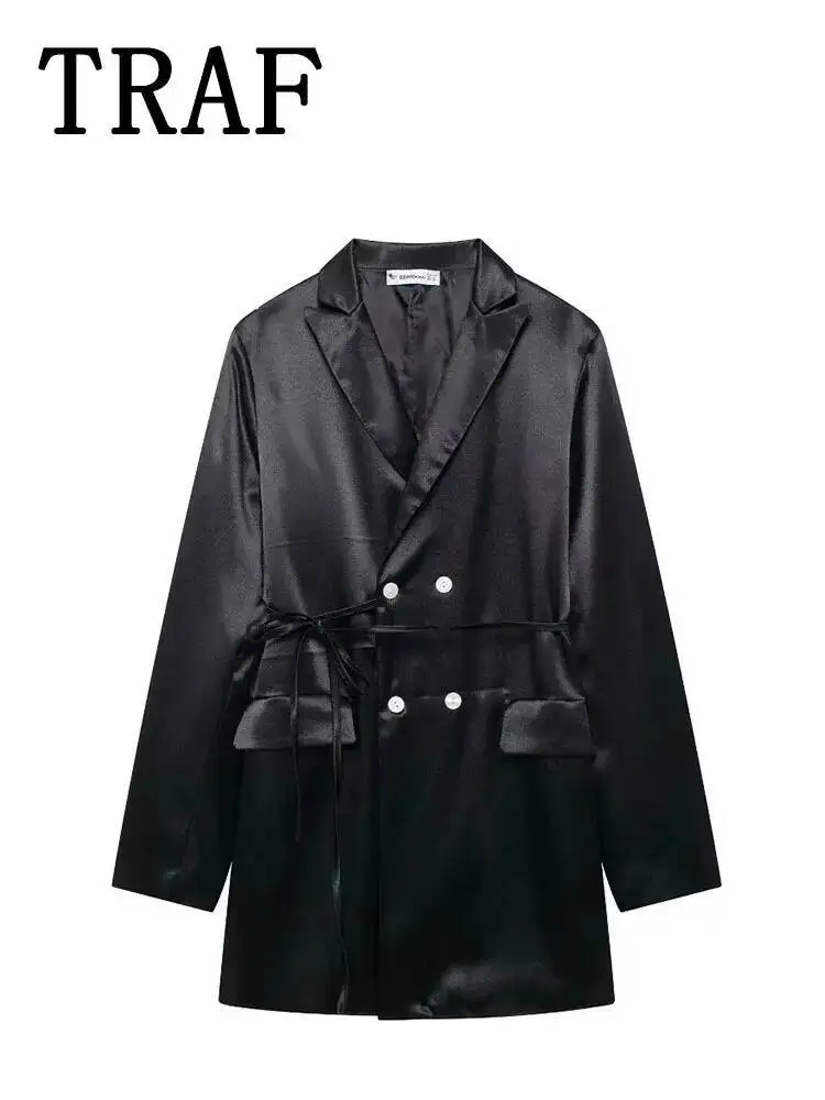 

Suit Casual Pants Sets 2 Pieces Fashion Double Breasted Draped Blazer Coat New Two Piece Set Women Outfi