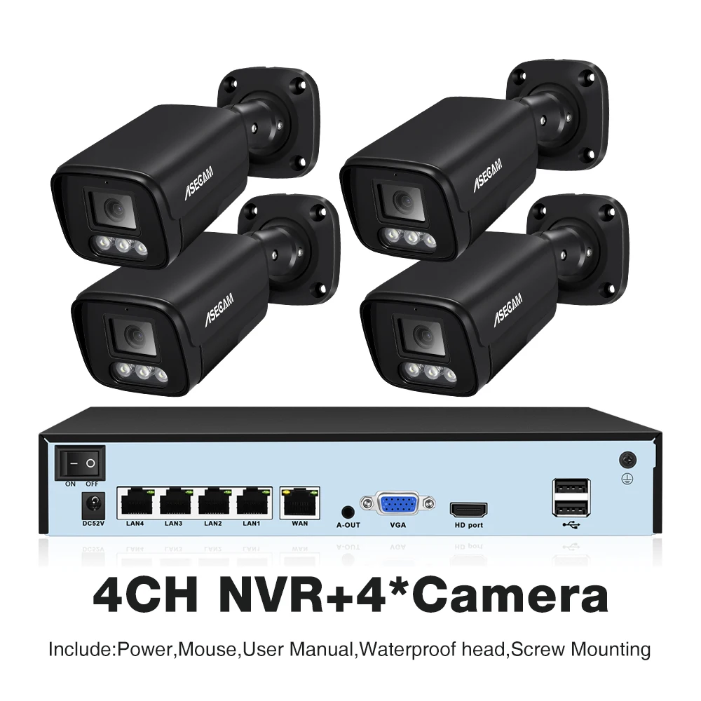 8MP 4K POE NVR Security Camera System Kit