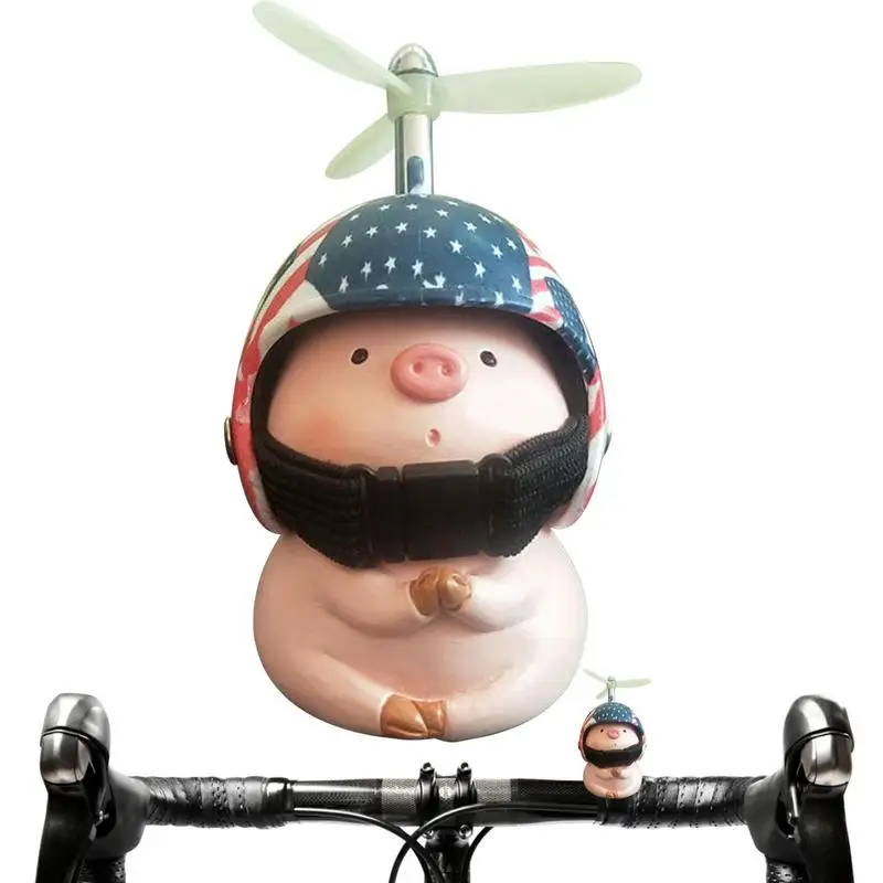 Car Dashboard Pig Bicycle Decor Pink Pig With Propeller Car Interior Adorable Cartoon Piggy Car Center Console Decoration