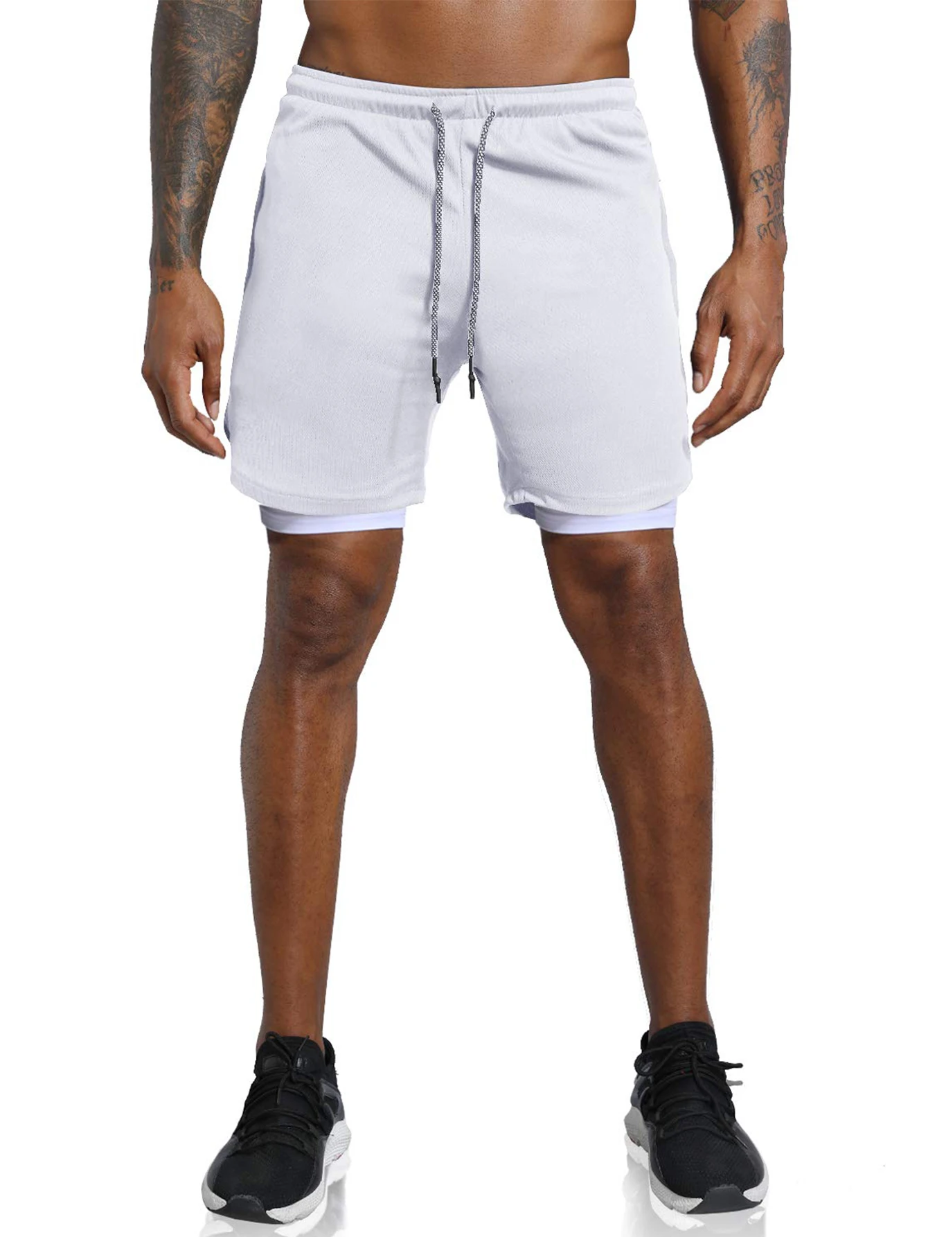 

Новинка 202, трансграничные двухслойные однотонные шорты для внешней торговли, мужские быстросохнущие спортивные штаны для фитнеса и тренировок Cr