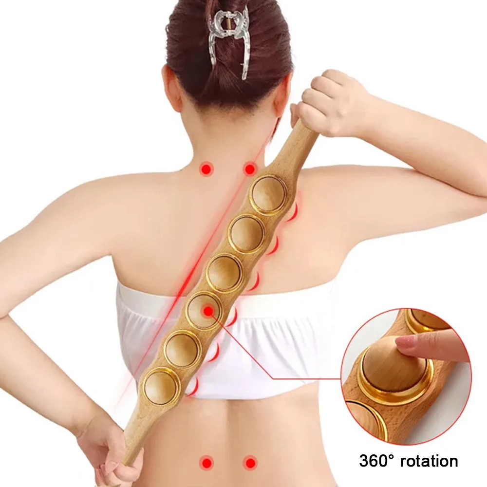 Handheld Wood Massage Stick Anticellulite Lymphatic Drainage Massager - Body Shaping, Neck Shoulder Waist Back Leg Massage Relax