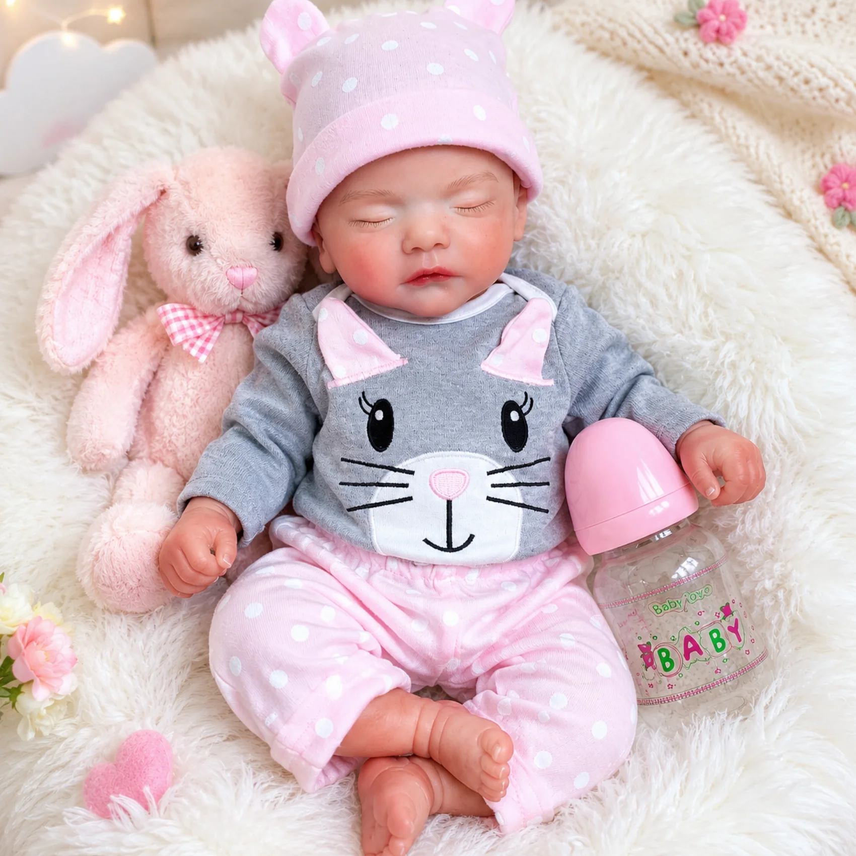 

1Pc 18Inch Can Open Mouth Silicone Rebirth Girl/Boy Doll Lifelike Ultra-Soft/Washable/Flexible Doll Toy Ideal As Birthday Gift