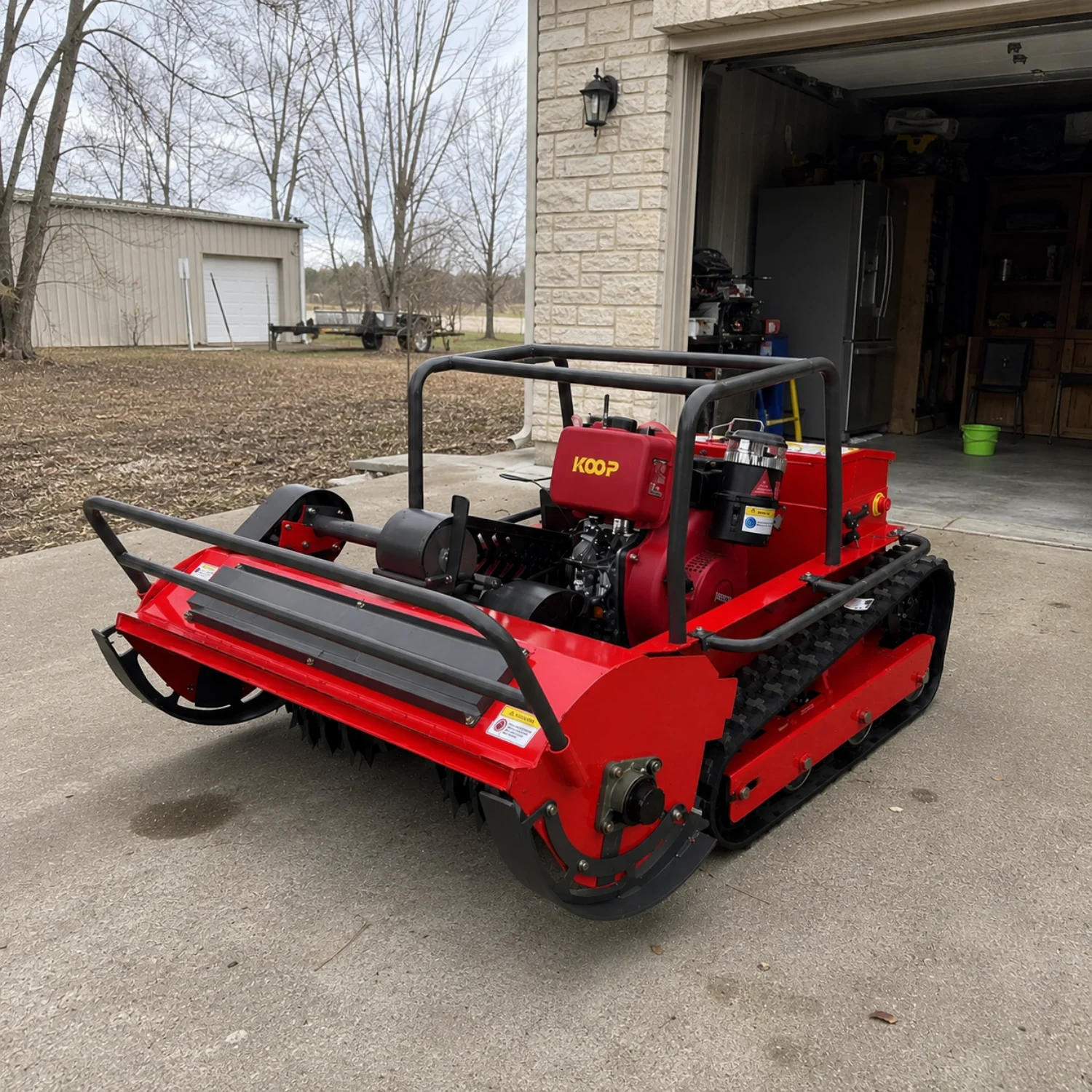 Remote Control Brush Cutter Crawler Lawn Mower Customized with Multiple Blade Configurations for Orchard Hillside Farm Garden