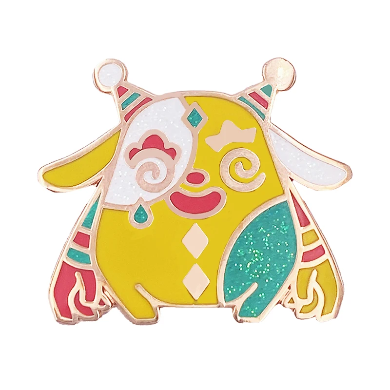 Quotation Cartoon Cute Clown Design Lapel Pin Little Monsters Series White Green Glitter Hard Enamel Gold Metal Badge For Gift