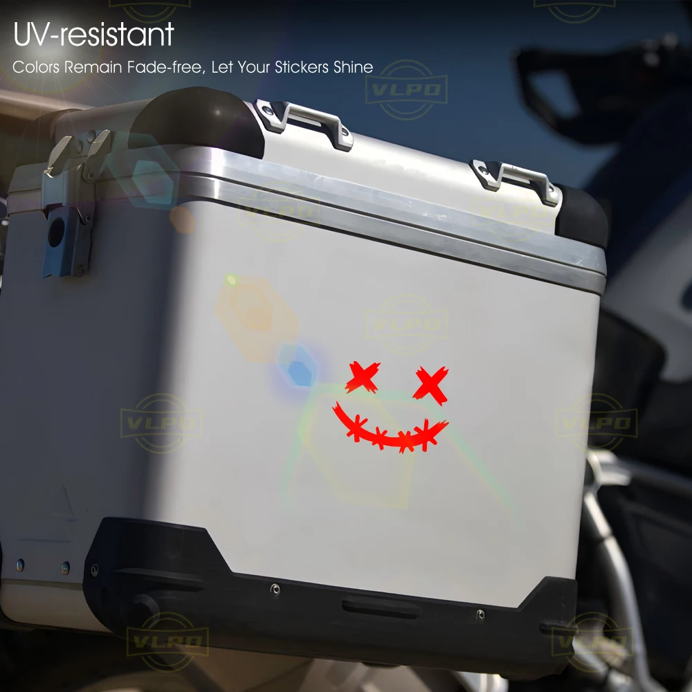 2 PCS Motorcycle Glow Stickers Waterproof Demon Smiling Face Decals Motorbike Helmet Body Side Boxes Decoration Accessories image 4
