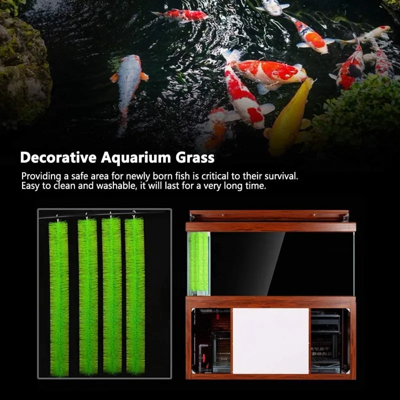 5pcs Fish Breeding Grass Spawning Brush Fish Hideout 60/100cm Koi Fish Pond Filter Hatching Grass Brush FishTank Clean Tool