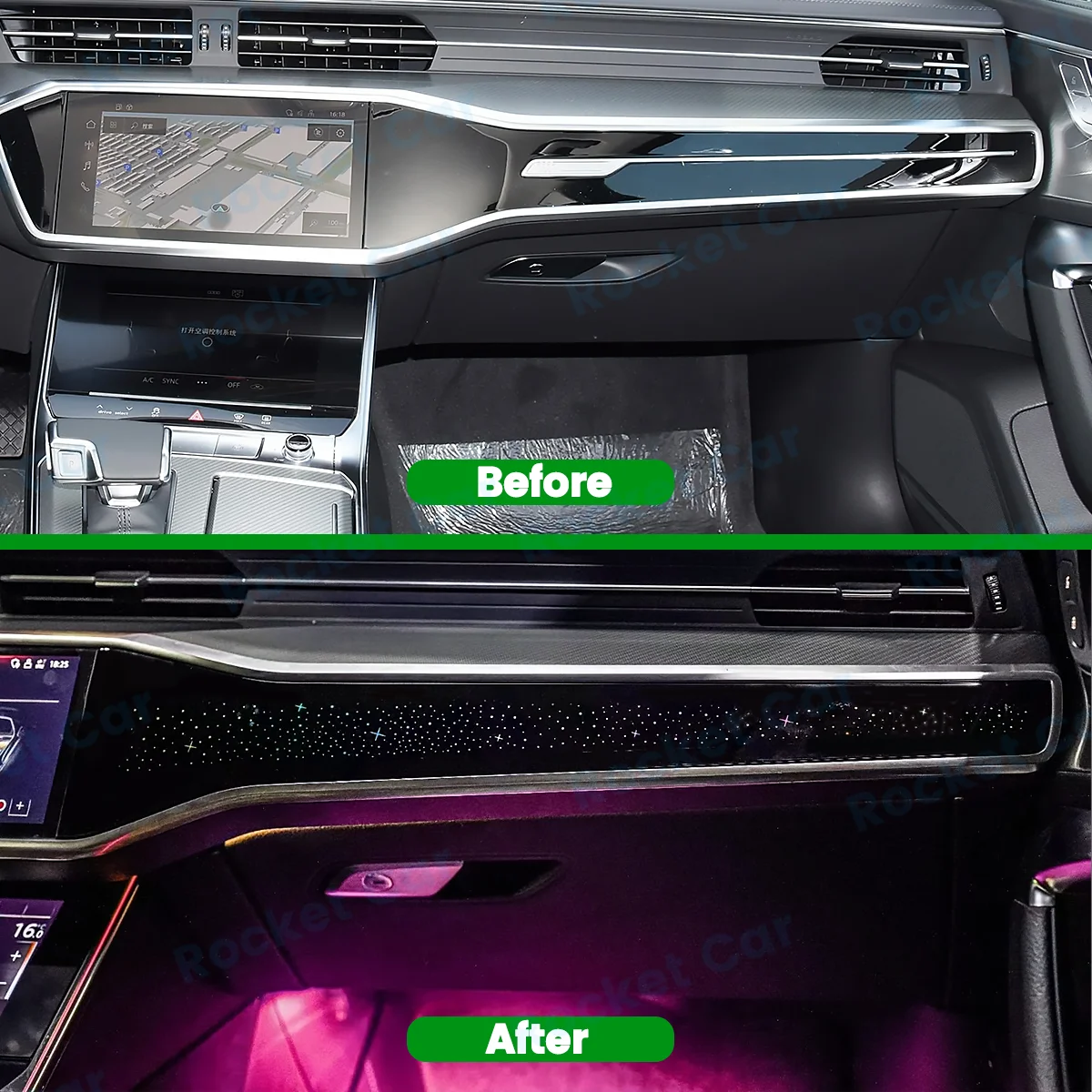 Bild 3: Für Audi A6 A7 C8 RS6 RS7 32-Farben Ambientebeleuchtung Teile Auto Beifahrer Dekorative Lampe LED Sternenhimmel Instrumentenbeleuchtung