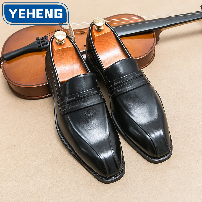 

Designer Men's Formal Leather Shoes Classic Style Slip On Loafers Oxford Breathable Business Dress Wedding Office Casual Shoes