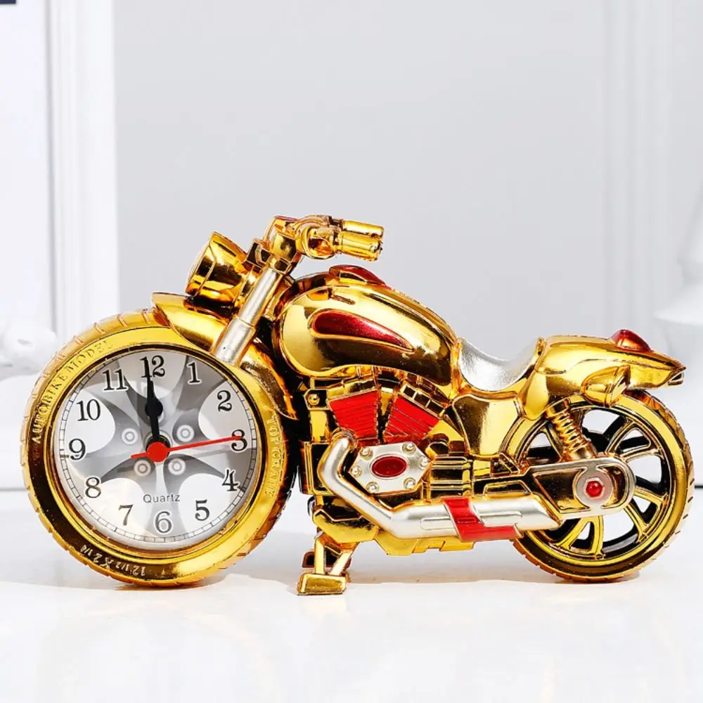 Numeral Easy to Use Art Crafts Figurine Retrobedside Motorcycle Alarm Clock Desktop Ornament Bedside Clock Motorcycle Model