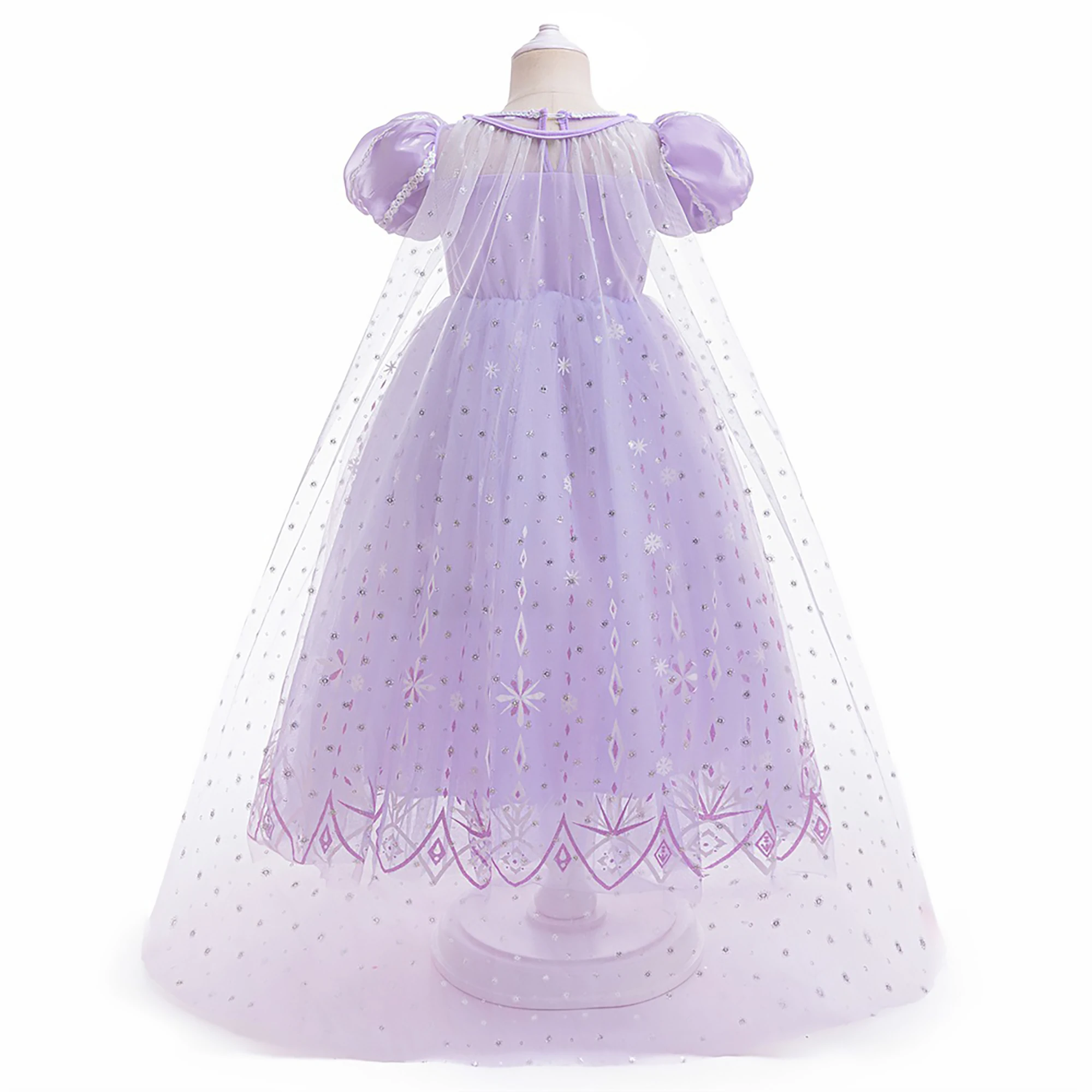 エルサ スパンコール チュール プリンセス ドレス 女の子用 - アナと雪の女王 コスプレ衣装 マント付き 子供の誕生日 ハロウィンに最適