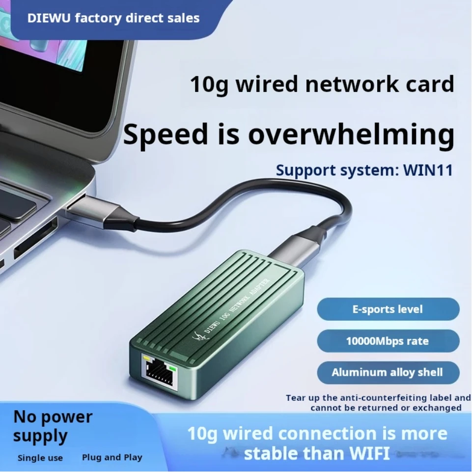 Adattatore Ethernet tipo C 10 Gigabit Supporto Realtek/RTL8159 per Windows 11 Adattatore Ethernet USB-C da 10 GbE USB3.2