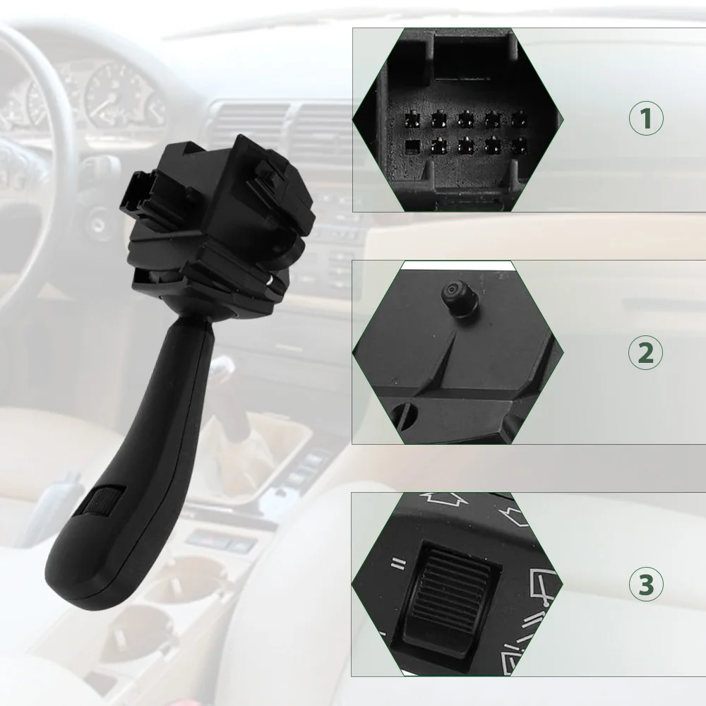 

6131-8363-669, 61318363669 9 Pins Windshield Wiper Switch Lever For BMW 323i 325i 325xi 525i 528i 530i 540i M5 X3 X5 E39 E46