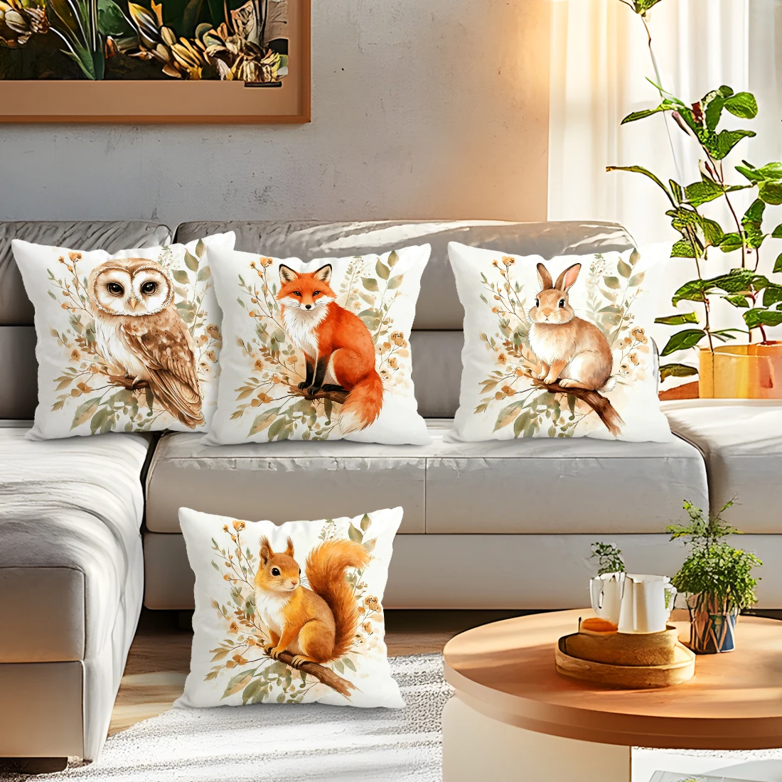 Watercolor Animals Pillowcase Printed Polyester 40/45/50cm Throw Pillowcover Decorative Sofa Cushion Pillowslip Home Decor