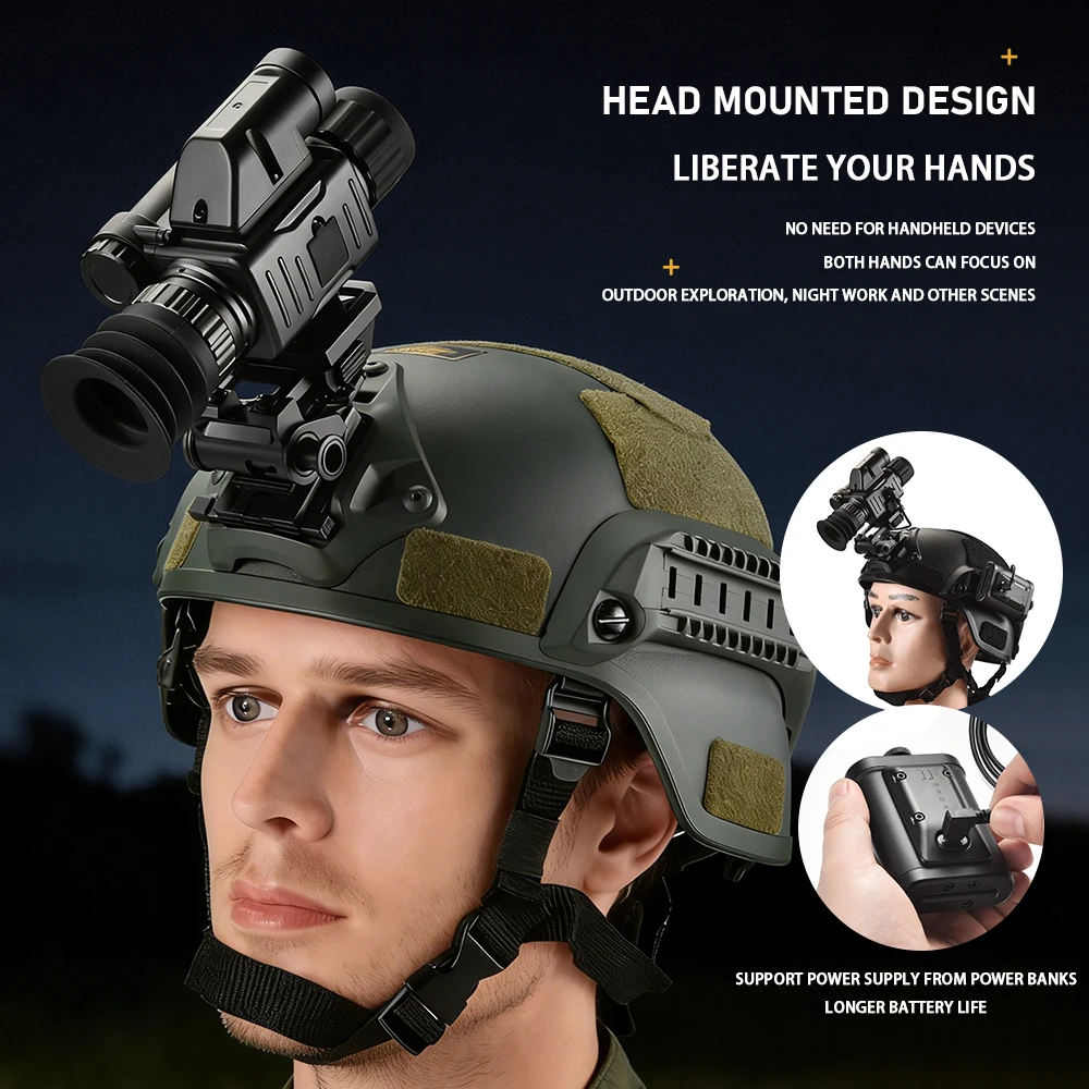 

ZIYOUHU NVG-08 Night Vision Goggle Helmet Mounted 20x Zoom Infrared HD Tactical Scope Ranging Monocular for Military Use