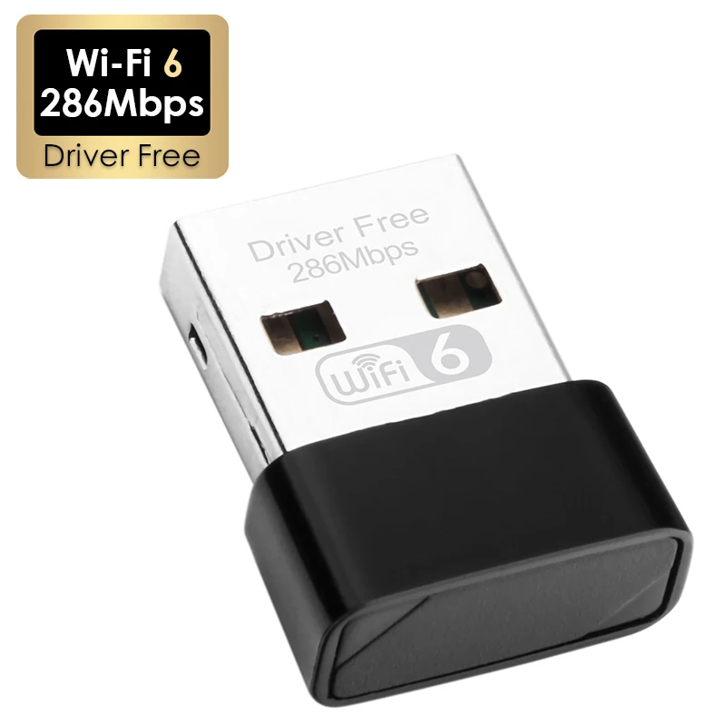 

AX286M Адаптер сетевой карты USB Wi-Fi 6 без драйверов 286 Мбит/с USB2.0 Внешний мини-приемник Wi-Fi Dongle для настольных ПК Win7/10/11