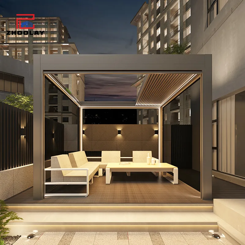 Courtyards Electric Shutters Flip Rain Shelters Aluminum Alloy Outdoor Chinese Style Villas Garden Sunshade