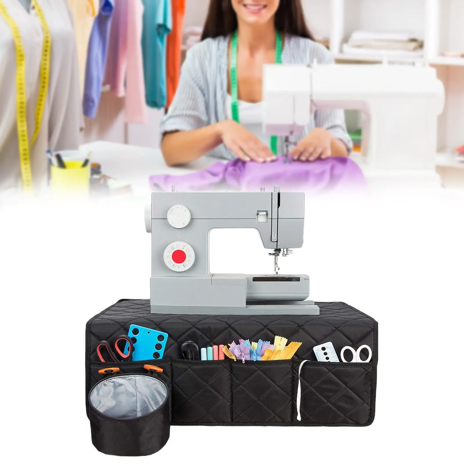 Sewing Machine Pad with Storage Pockets Sewing Accessories Pad Organizer