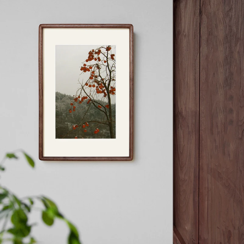 Solid Wood Rectangle Wall Hanging Photo Frame - Black Walnut and Teak Wood Art Frame for Elegant Home Decor