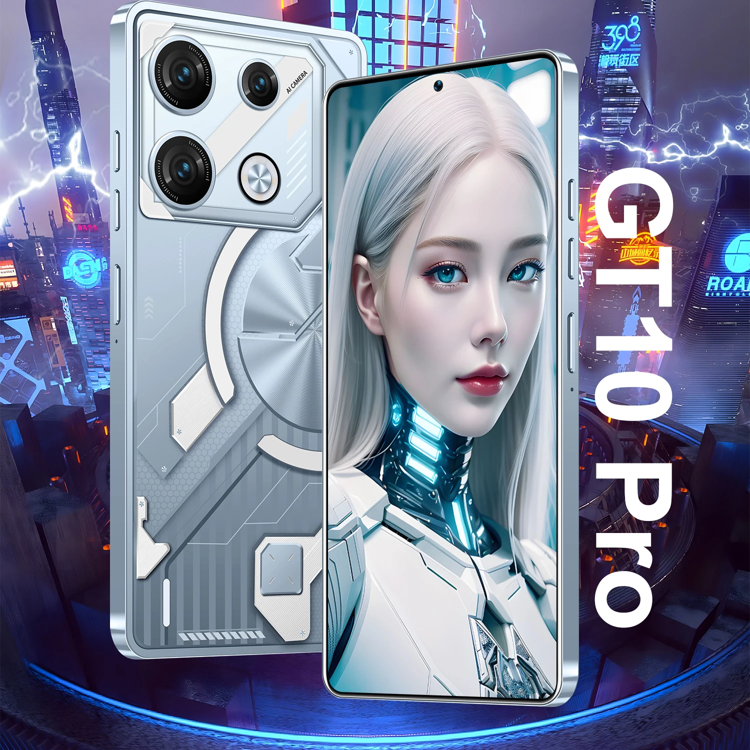 

JQ-GT10 Pro AJ22 7.3HD+ Full Screen 16GB+1TB Camera 78MP+108MP Snapdragon8gen3 10core Face recognition dual sim Mobile Phone