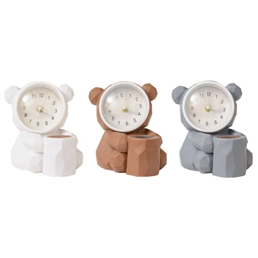 Portable Multifunctional Desk Pen Holder Minimalist Multi-purpose Alarm Clock Cartoon Cute Piggy Bank Desktop Organizer