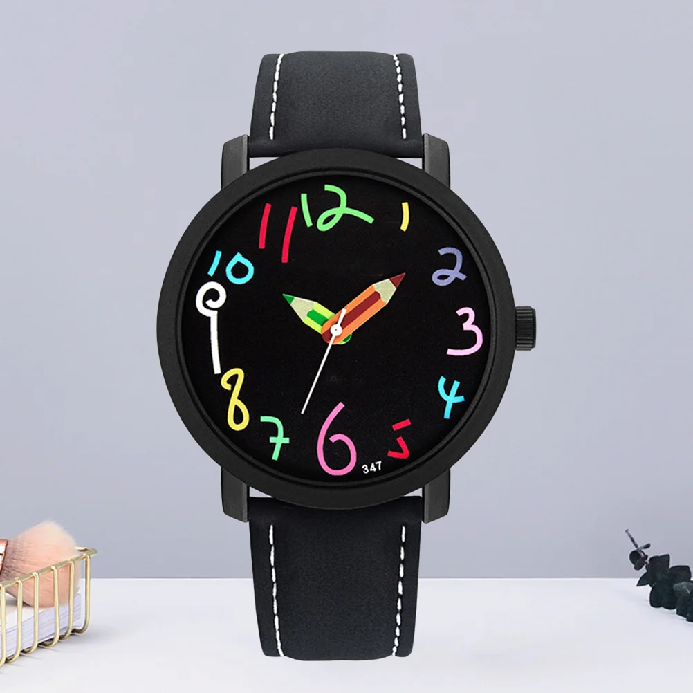 

1Pcs Waterproof Kids Cartoon Wrist Watch Black Dial Black Band Quartz Movement Adjustable Strap Fashion Gift for Children's Day