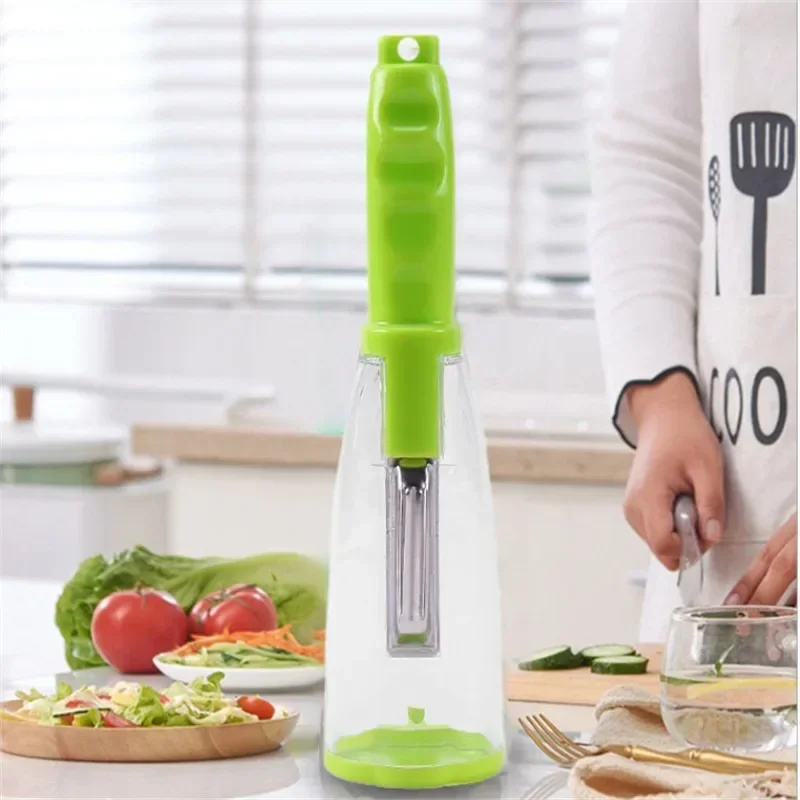 Vegetable Peeler with Container Stainless Steel Kitchen Gadget Peeler Potato Peelings Julienne Peeler for Veggies and Fruits