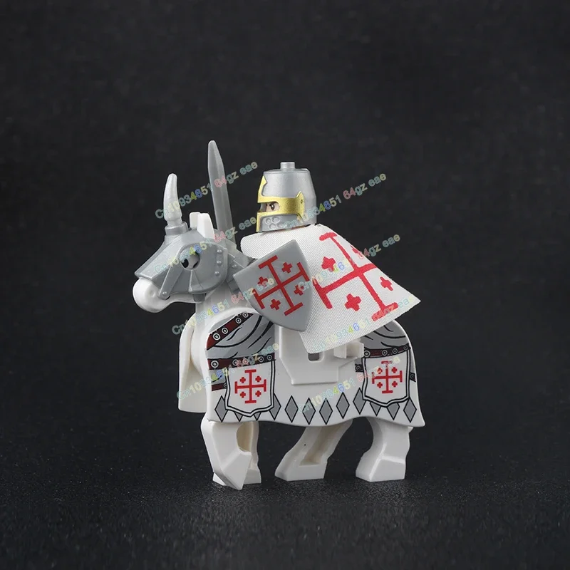 

Soldier Knight War Horse Mouts Heavy Armour Medieval military Weapons Sword Helmet Weapons Action Figures Toys for Children Gift