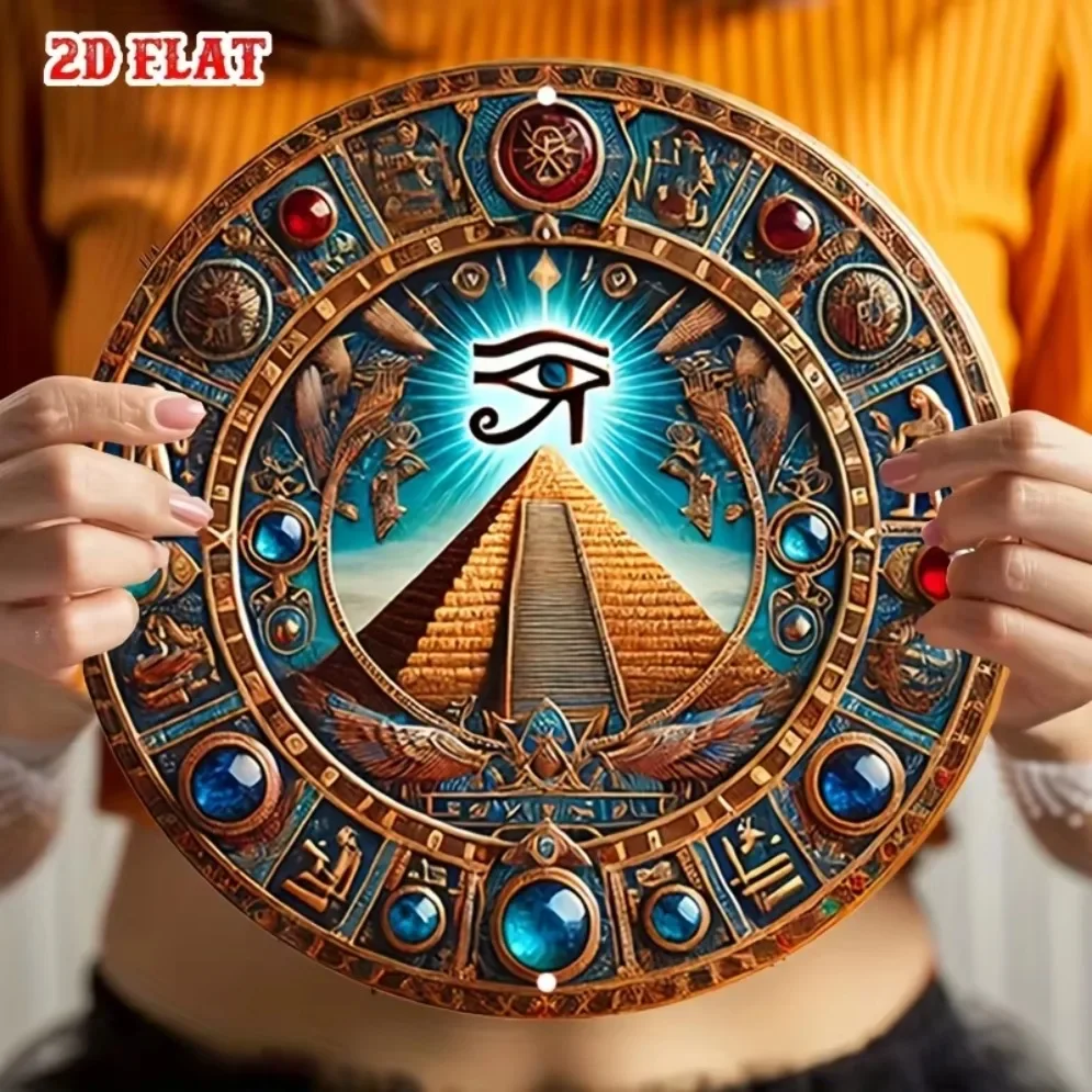 Egyptian Eye of Horus Metal Sign, Vintage Pyramid 2D Iron Sheet Wall Art for Home Bar Cafe Gaming Room Decor