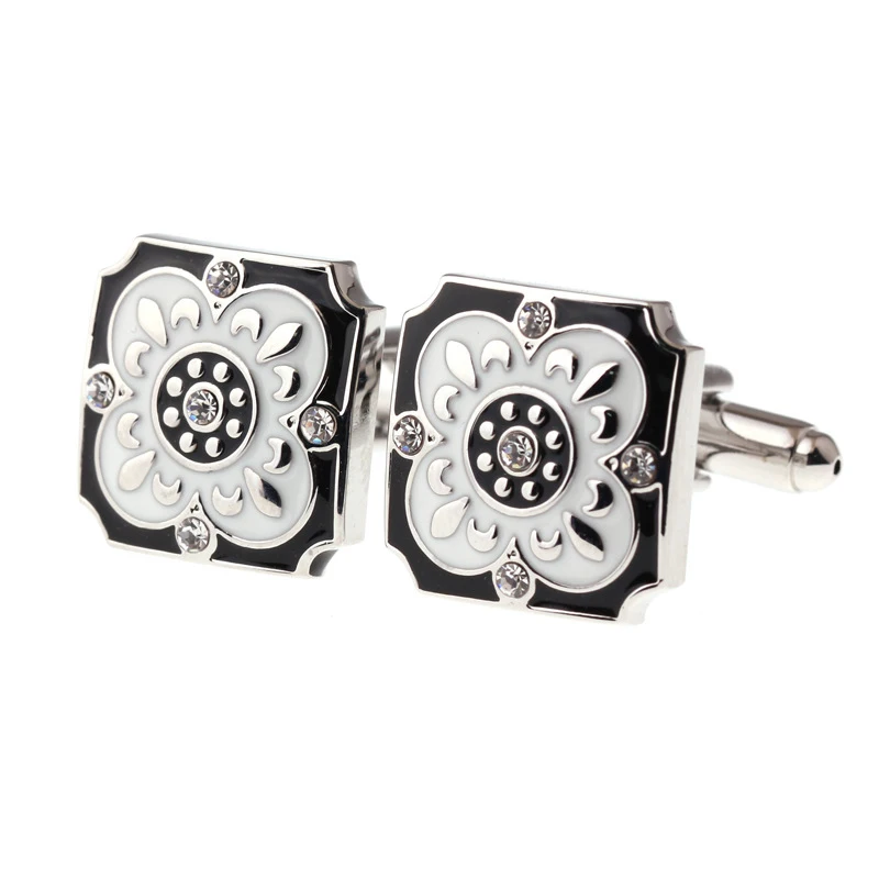 

Luxury Retro Carved Titanium Steel Cuff Links Micro-Inlaid Zircon European American Fashion Personality Men's Accessory