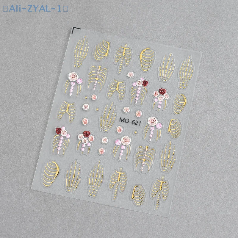 【ZYAL-1】5D Halloween Kerst Nagelstickers Relief Skelet Nagelsticker Halloween Party Manicure Slider