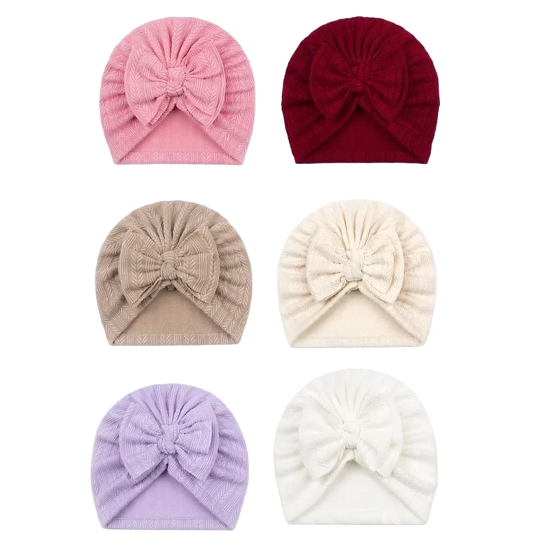 

Hat Baby Girl Cute Turban Big Bow Hat Toddler Kids Head Wrap Newborn Beanie Solid Color Infant Bonnet Cap