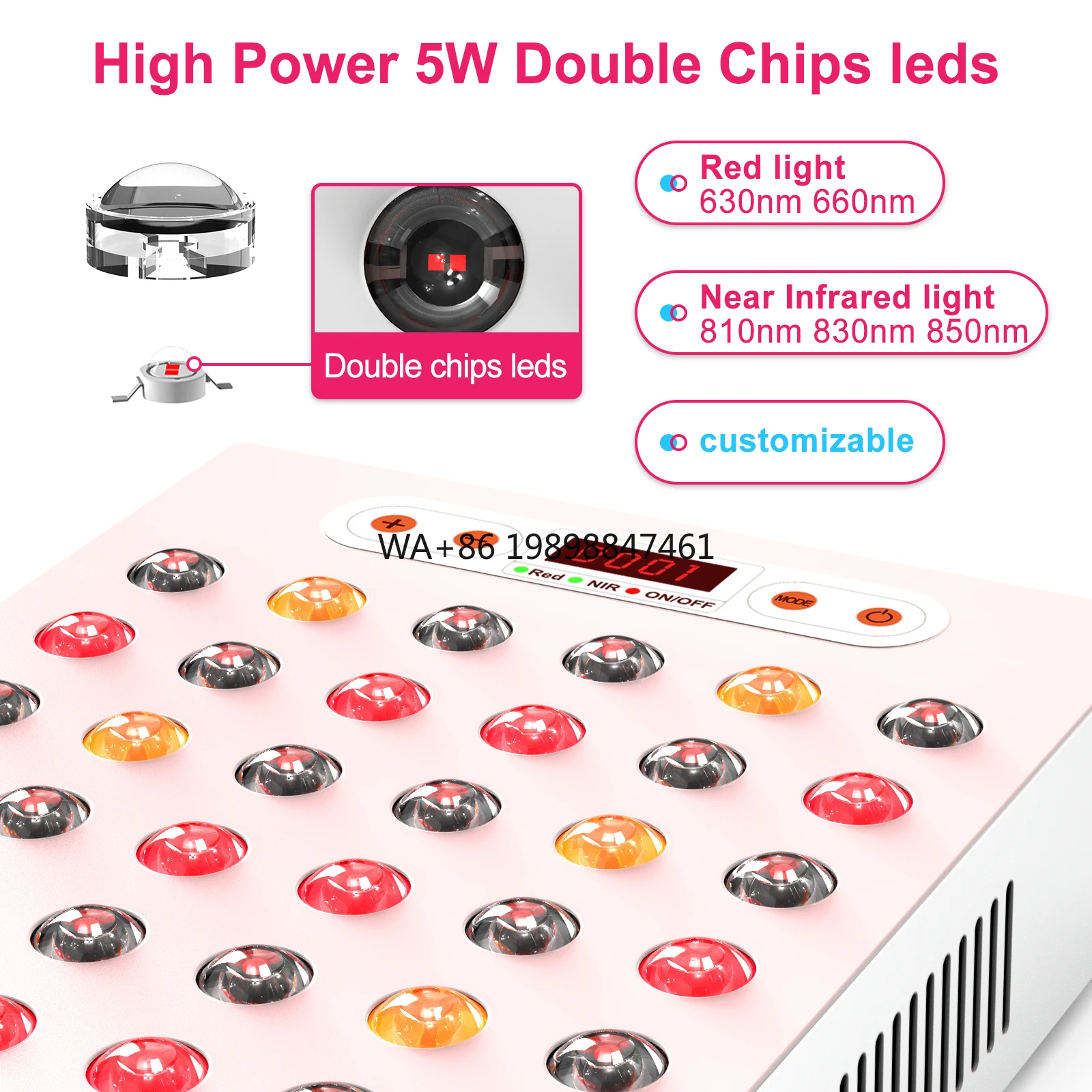

Medical Grade 750W Red Light Therapy NIR Light Therapy Half Body Panel 5 Wavelengths 630nm 660nm 810nm 830nm 850nm