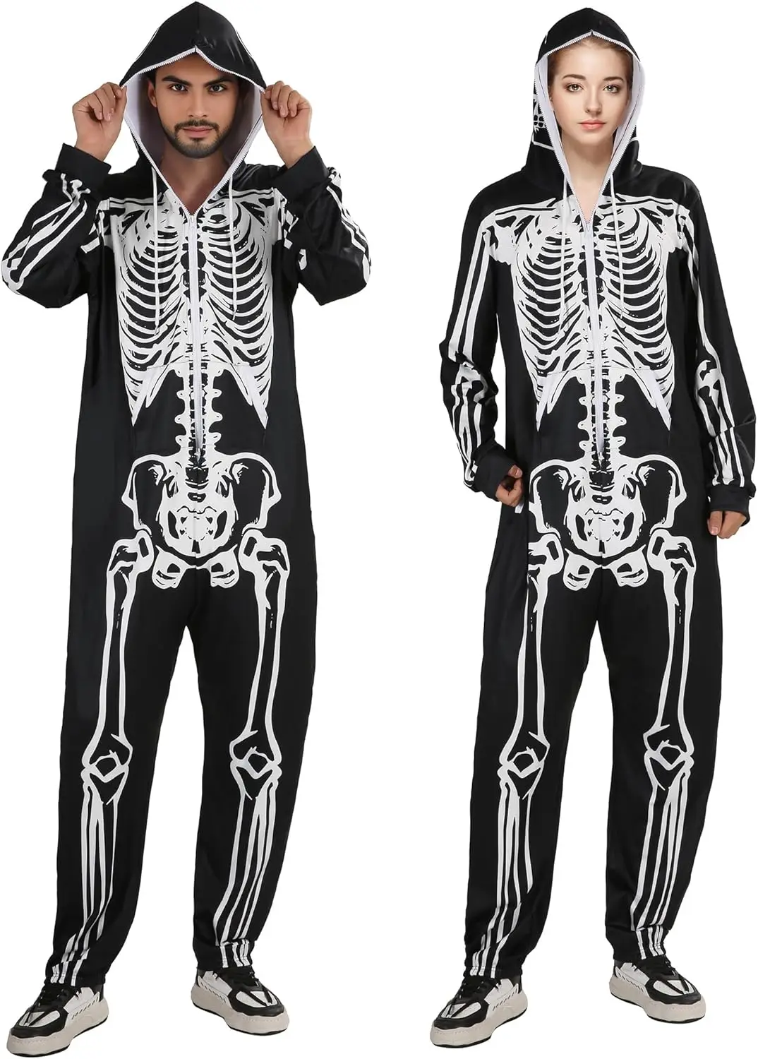 Skeleton Costume Onesie Adult,Skeleton Jumpsuit for Adult,Unisex Skeleton Costume Pajamas for Halloween Cosplay