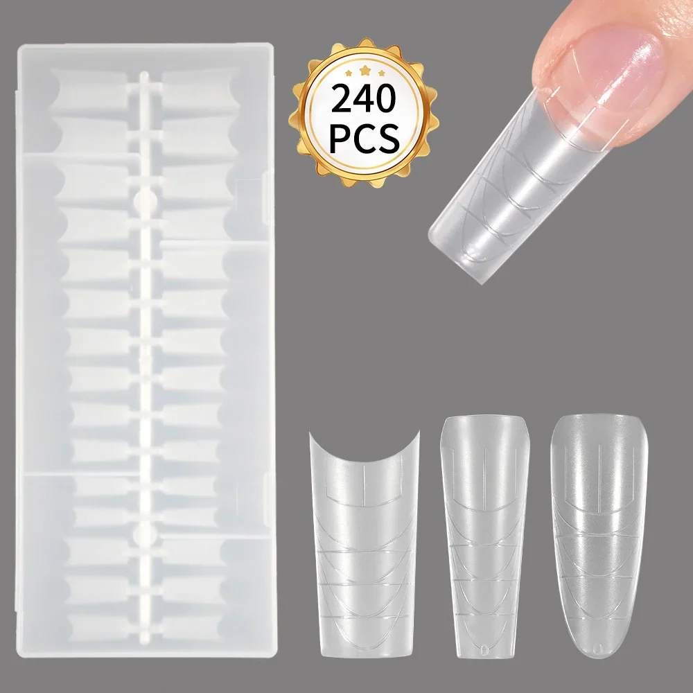 Buy in Bulk Pay One Shipping Fee Only 240Pcs/Box Matte Acrylic Fake Nail Extension False Nails With Guiding Lines Multi Shapes