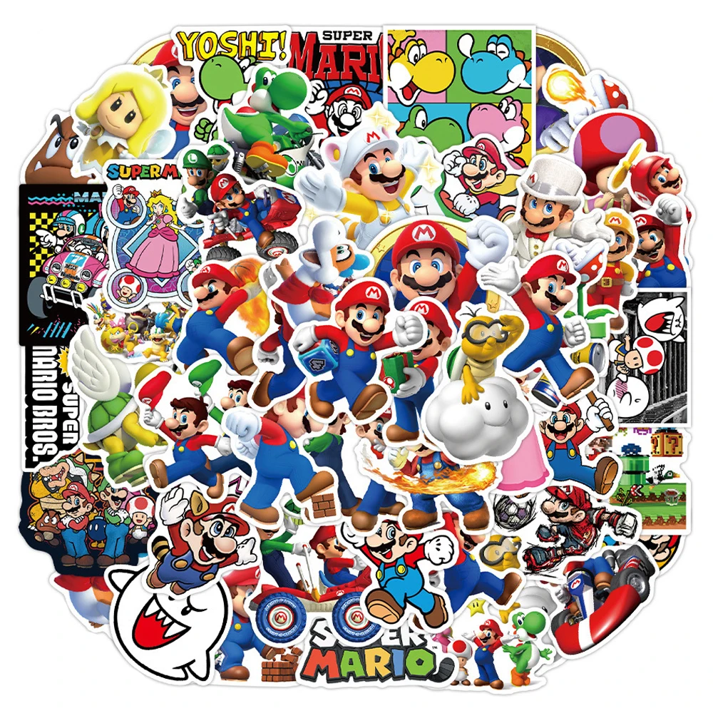 10/30/50/100pcs Super Mario Grappig Spel Stickers Cartoon Sticker Decoratie Skateboard Bagage Telefoon graffiti Decals voor Kinderen Speelgoed