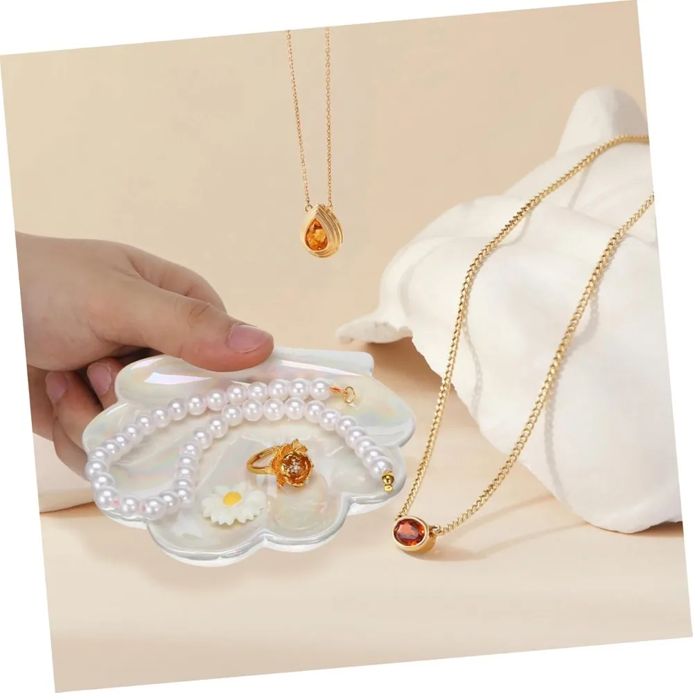 لوحة مجوهرات من السيراميك على شكل صدفة إبداعية، صينية تخزين خفيفة الوزن للخواتم والأقراط والقلائد المزخرفة متعددة الوظائف أو