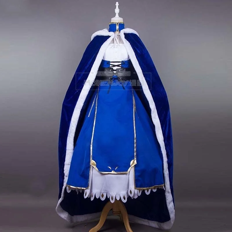 

FGO Fate/Extella Saber Cosplay Costume Saber Blue Dress Arturia Pendragon Blue White Fighting Suit Halloween Carnival Uniforms