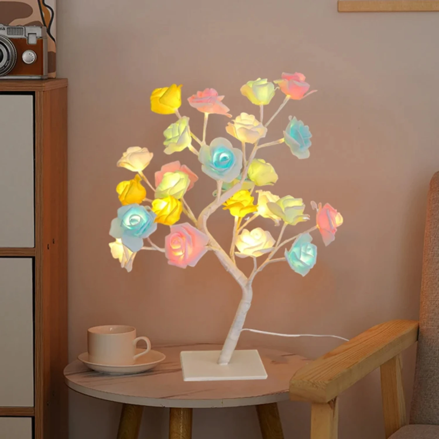 Stunningly beautiful USB LED rose tree lamp, with 24 soft lights, lovely and romantic night light option for girlfriend. Perfect