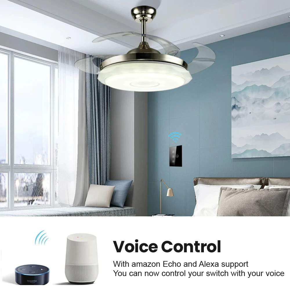 AlexXi tuya Zigbee Smart fan light switch US Network connection APP control Alexa and Google Assistant voice control AC110V220V