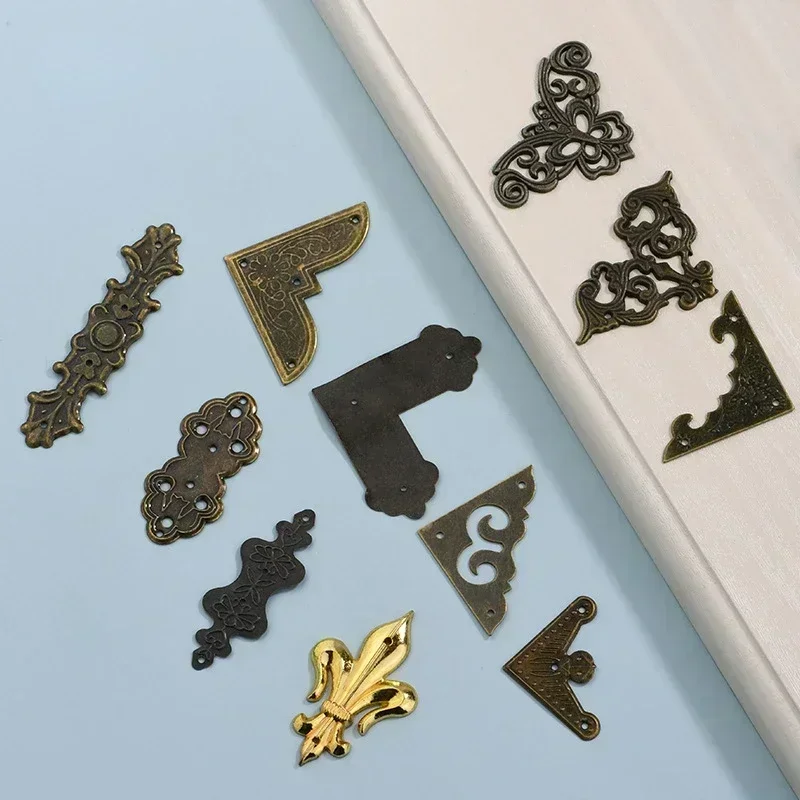 20pcs Hardware New Chinese style antique corner box corner decoration butterfly zinc alloy wood box corner Turquoise copper iron